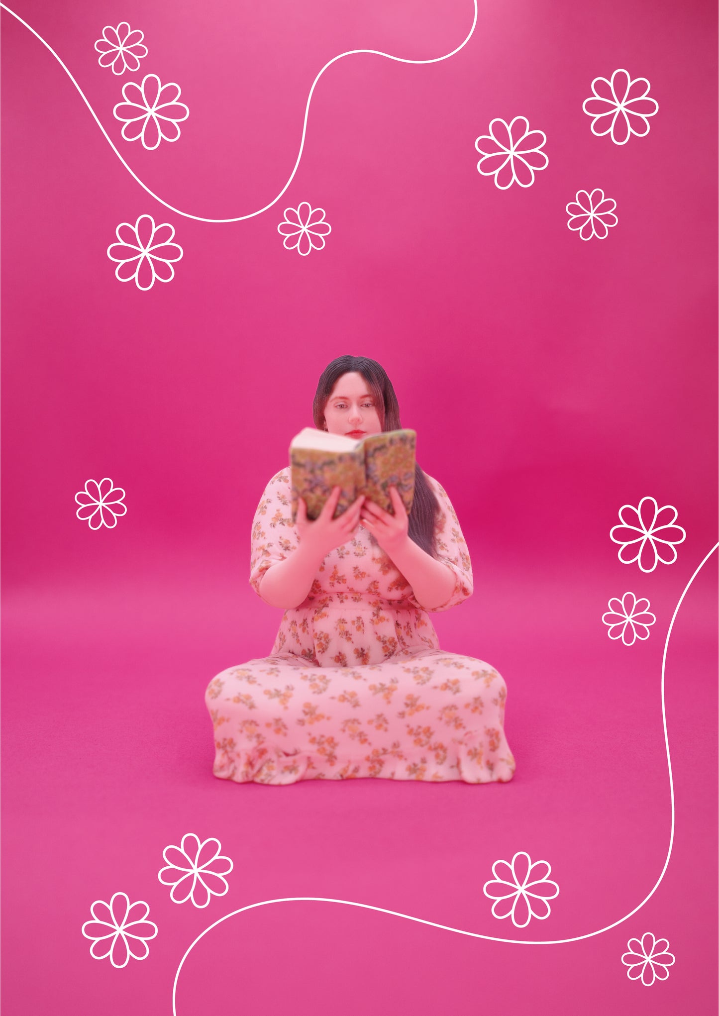 3D Printed Mini Figure with book sitting